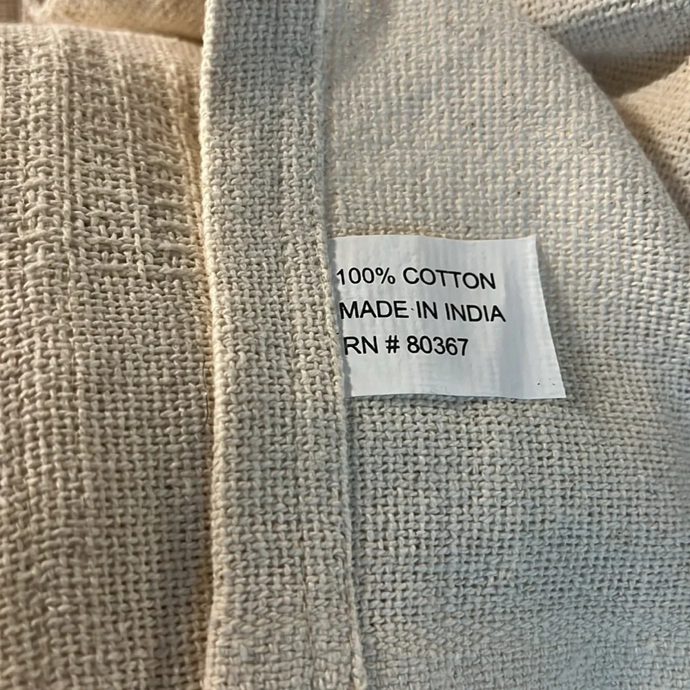 NWOT Unbleached 100% natural cotton thermal flat weave blanket, 66”x90” twin